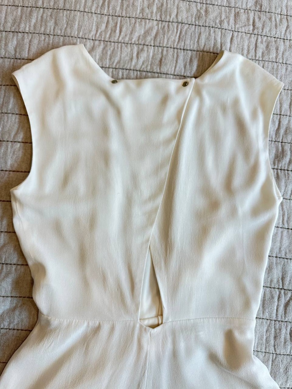 Zara Cream Sleeveless Tie-Front Romper - Picture 5 of 6
